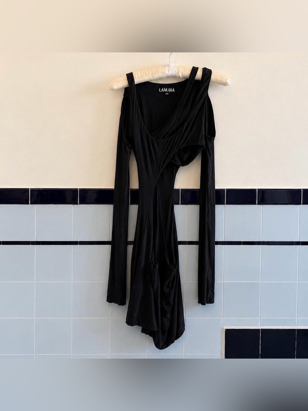 I.AM.GIA Black Asymmetrical One-Shoulder Dress